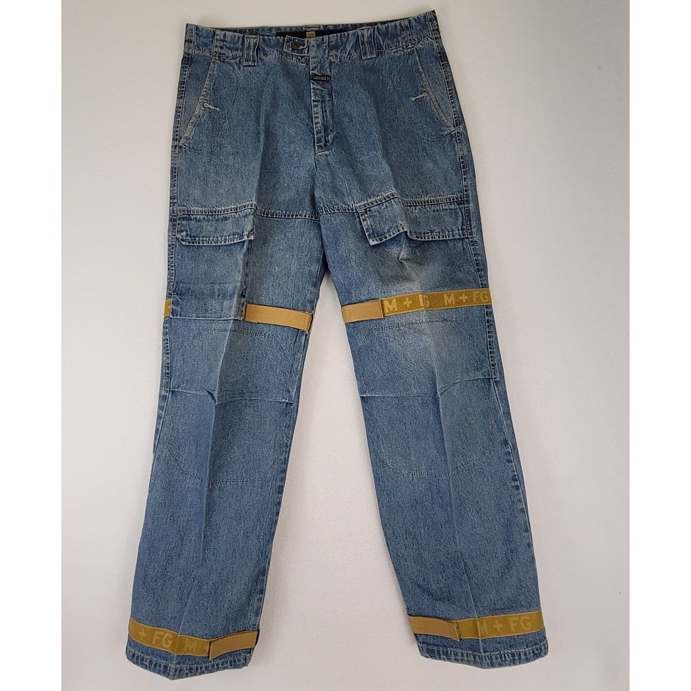 Marithe Francois Girbaud Vintage Y2K MFG Denim Blue Jeans Straps Hip Hop Size 38